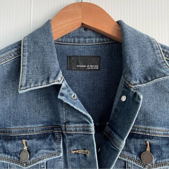 Articles of Society denim jean jacket size small long sleeve collared button - Picture 4 of 8
